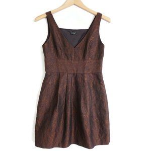 📖THEORY | Rakia A Line Dress Sleeveless Metallic Brown Lined Cotton Blend 2📖